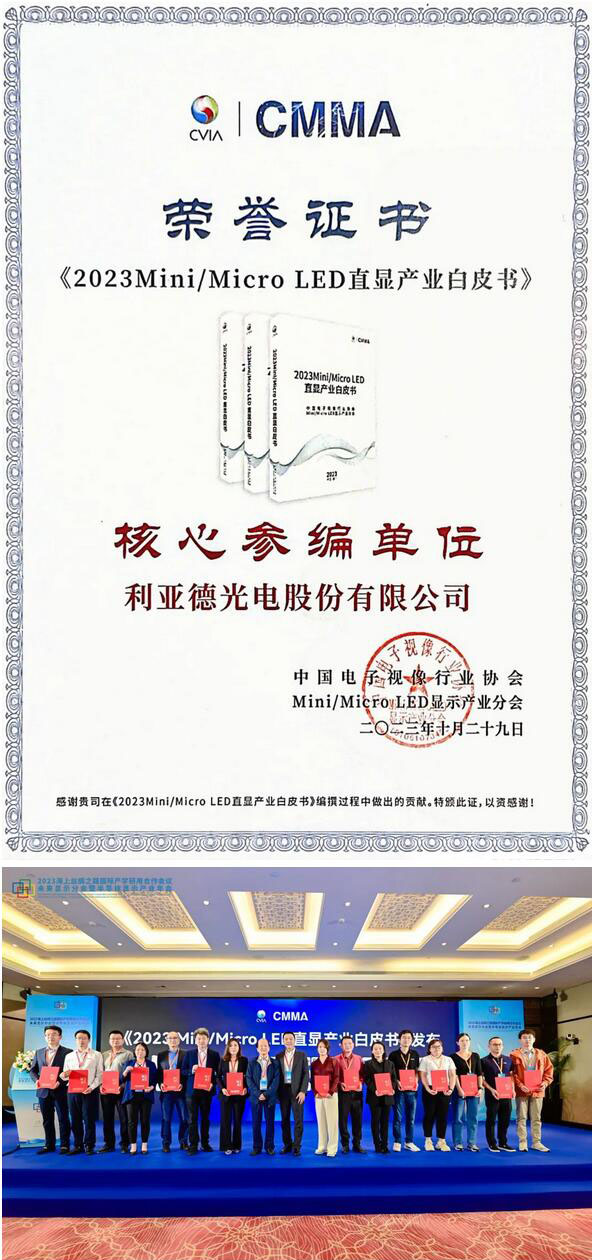 led顯示屏十大品牌利亞德核心參編2023 Mini/Micro LED直顯產(chǎn)業(yè)白皮書(shū)